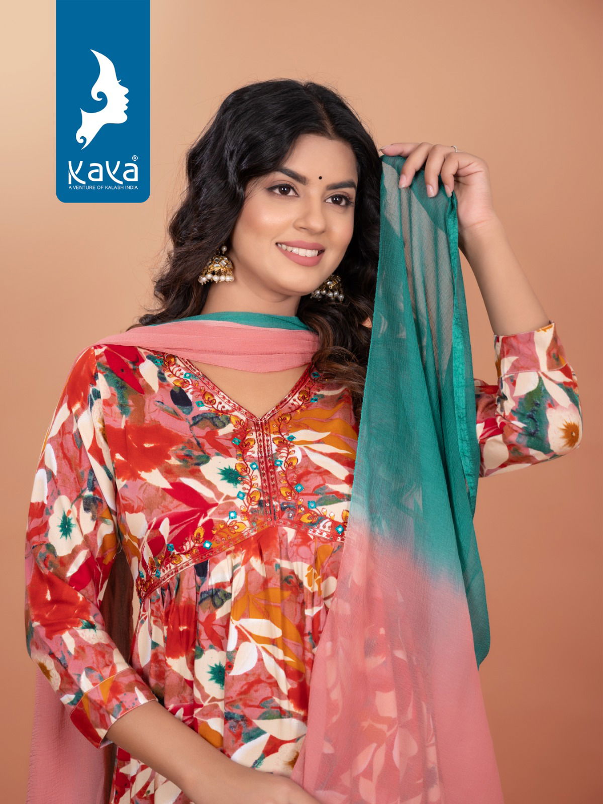 Gazal By Kaya Rayon Alia Cut Kurti With Bottom Dupatta Catalog